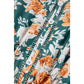 Monica Green Floral Print Trimmed V Neck Tie Waist Sleeveless Holiday Long Dress