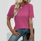 Monroe Hot Pink Ribbed Splicing Sleeve Round Neck T-shirt