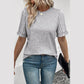 Monroe Grey Ribbed Splicing Sleeve Round Neck T-shirt