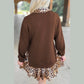 Moriah Coffee Leopard Patchwork Collar Long Sleeve Dress