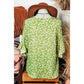 Morticia Green Floral Print Ruffle Sleeve V Neck Blouse Top