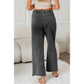 Mary Pat Grey Mineral Wash Lace-up High Waist Raw Hem Patched Pocket Pants