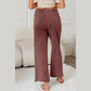 Mary Pat Ginger Mineral Wash Lace-up High Waist Raw Hem Patched Pocket Pants