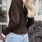 Mya Chocolate Button‑Front Hoodie Layered Look