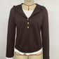 Mya Chocolate Button‑Front Hoodie Layered Look