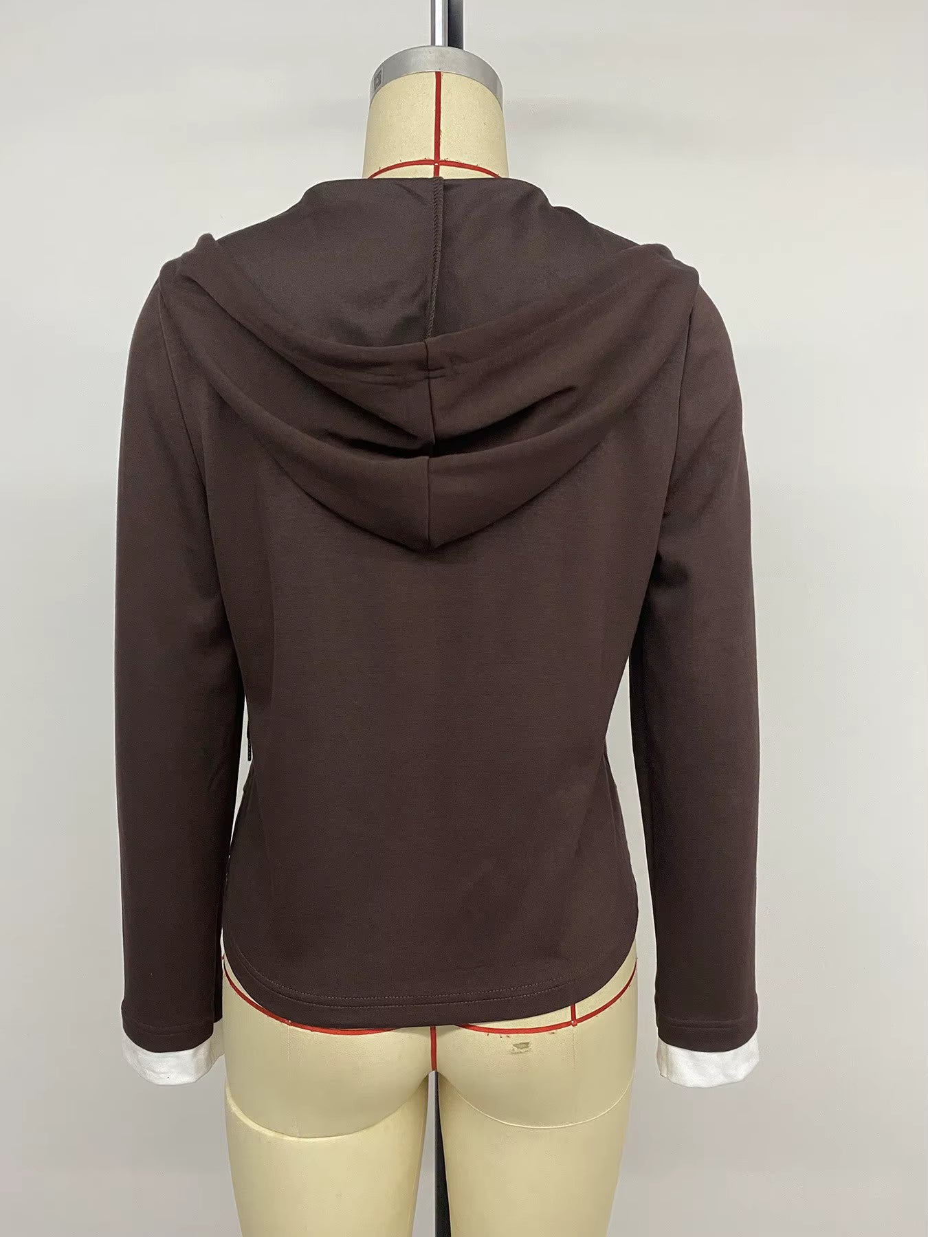 Mya Chocolate Button‑Front Hoodie Layered Look