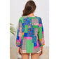 Mylie Multicolor Floral Patchwork Print Buttoned Puff Sleeve Shirt