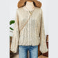 Nadeen Apricot Sequin Zip up Round Neck Long Sleeve Jacket