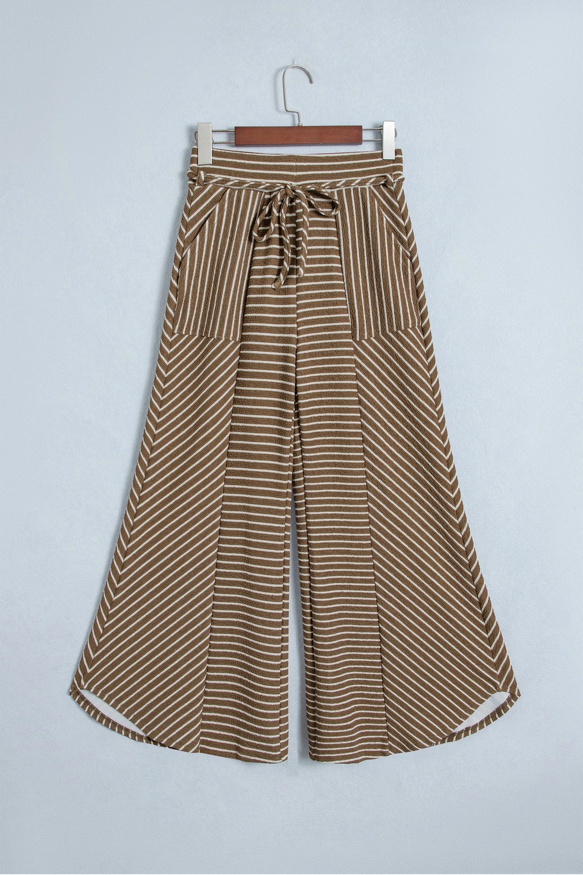 Nan Stripe Patchwork Design Wide Leg Casual Pants