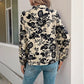 RTS Natosha Navy Vintage Print Pleated Long Sleeve Blouse