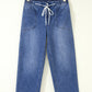 Natalie Blue Drawstring Waist Ankle Length Casual Jeans Regular Fit Pocket Detail Denim Pants