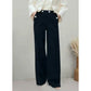 Blanche Navy Luxe Double-Button Pleated Pants