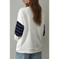 RTS White Exposed Seam Detail Color Block Patch Pocket Drop Shoulder Sweatshirt