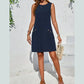Alexandra Navy Button‑Detail Shift Dress