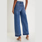 Millie Navy Blue Raw Hem Straight Leg Loose High Waist Jeans