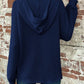 Diedra Navy Three‑Button Cozy Hooded Top