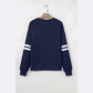 Navy Varsity Striped Detail Drop Shoulder Oversized Sweatshirt