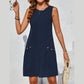 Alexandra Navy Button‑Detail Shift Dress