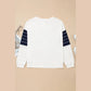 RTS White Exposed Seam Detail Color Block Patch Pocket Drop Shoulder Sweatshirt