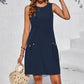 Alexandra Navy Button‑Detail Shift Dress