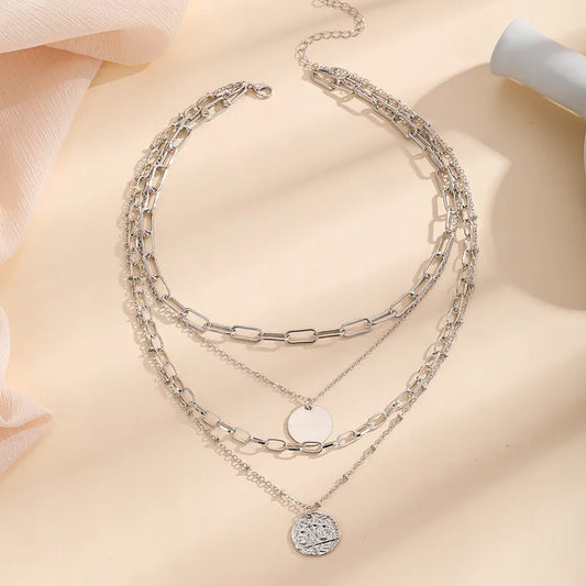 4 Layer Silver Necklace