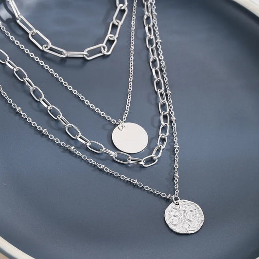 4 Layer Silver Necklace