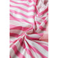 Nelsy Pink Stripe V Neck Patched Pocket Casual T Shirt