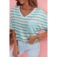 RTS Nelsy Blue Stripe V Neck Patched Pocket Casual T Shirt