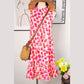 Nerissa Pink Abstract Print Frilly Neck Sleeveless Mini Dress