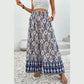 Netta Blue Boho Pattern Print High Waist Wide Leg Loose Pants