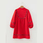 SALE!!!  Nickie Fiery Red Textured V Neck Leopard Contrasted Trim Long Sleeve Shift Mini Dress