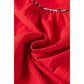 SALE!!!  Nickie Fiery Red Textured V Neck Leopard Contrasted Trim Long Sleeve Shift Mini Dress
