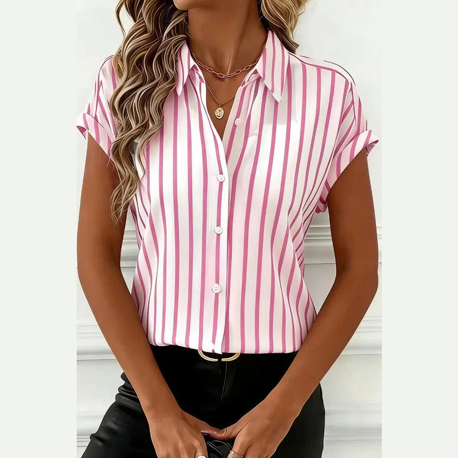 Nicoletta Pink Stripe Button‑Up Classic Shirt