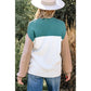 Nissa Green Color Block Plain Ribbed Knit Baggy Sweater