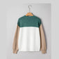 Nissa Green Color Block Plain Ribbed Knit Baggy Sweater