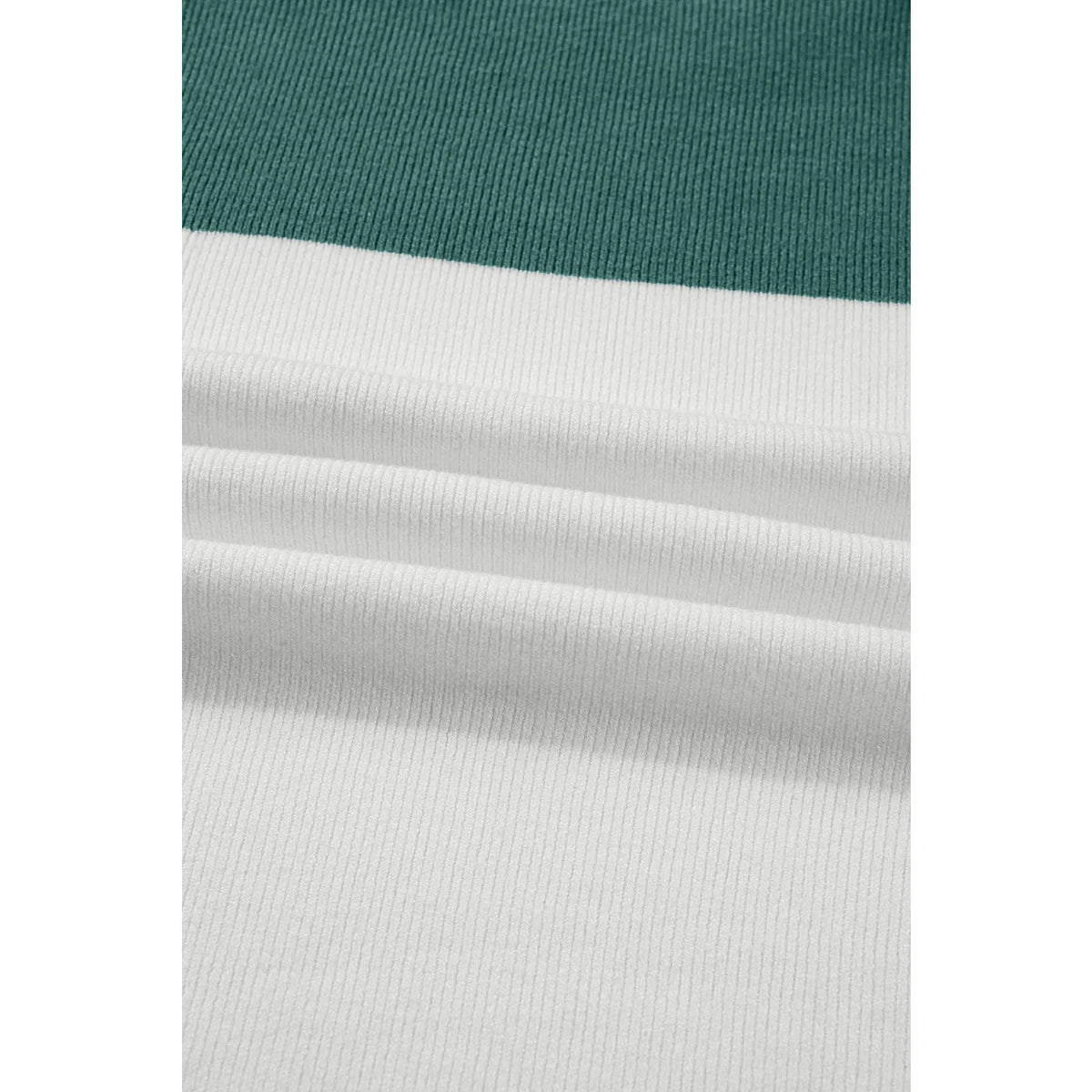 Nissa Green Color Block Plain Ribbed Knit Baggy Sweater