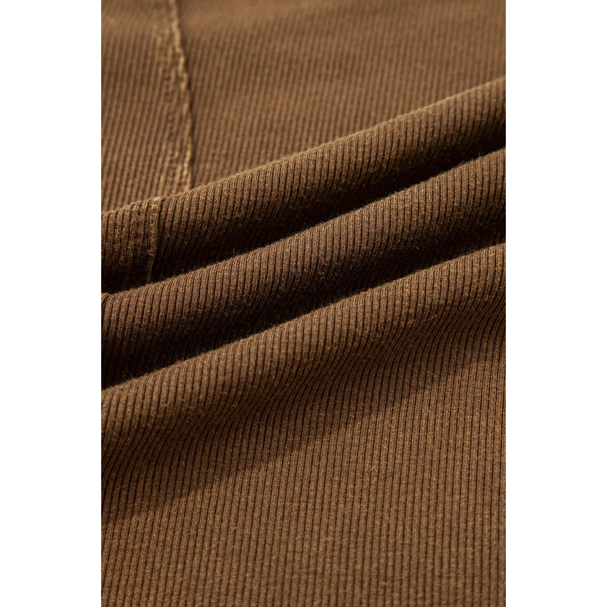 SALE!!!  Noemi Coffee Exposed Seam Ribbed Long Sleeve Top