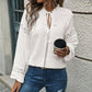 Nomi White Lace Hollow Out Long Sleeve Blouse