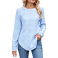 Nona Light Blue Textured Diamond‑Knit Blouse With Back Button Detail