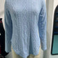 Nona Light Blue Textured Diamond‑Knit Blouse With Back Button Detail