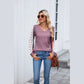 Nora Purple Ribbed Lace Trim Long Sleeve Top