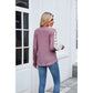 Nora Purple Ribbed Lace Trim Long Sleeve Top