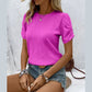 Noreen Hot Pink Ribbed Top with Gathered Sleeves