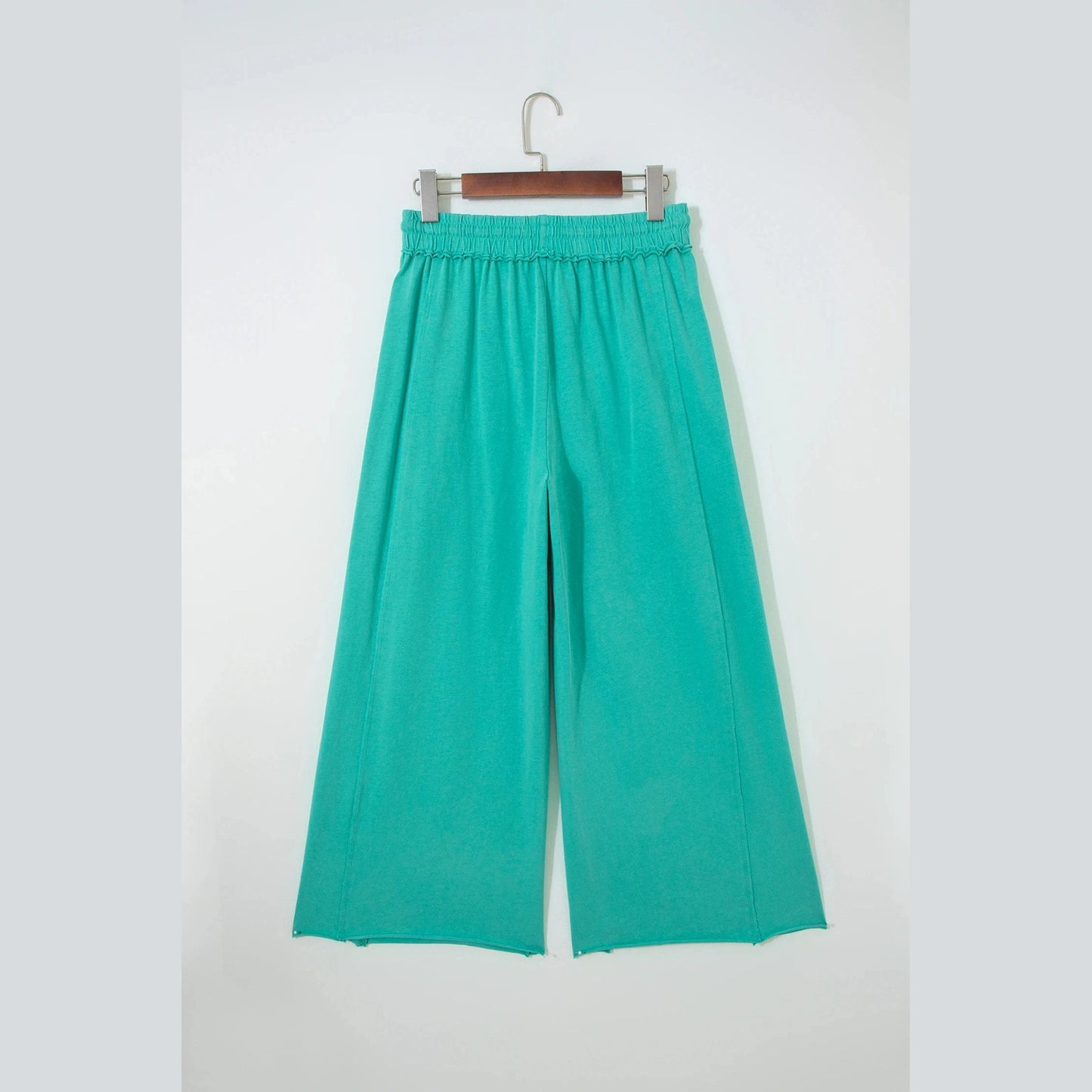 Odessa Sea Green Mineral Wash Drawstring Elastic Waist Raw Hem Loose Pants