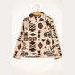 Ofelia Beige Western Aztec Half Zip Plush Sweatshirt