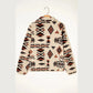 Ofelia Beige Western Aztec Half Zip Plush Sweatshirt