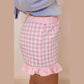 Ollie Pink Gingham Print Ruffle Striped Detail Lace Tie Shorts