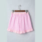 Ollie Pink Gingham Print Ruffle Striped Detail Lace Tie Shorts