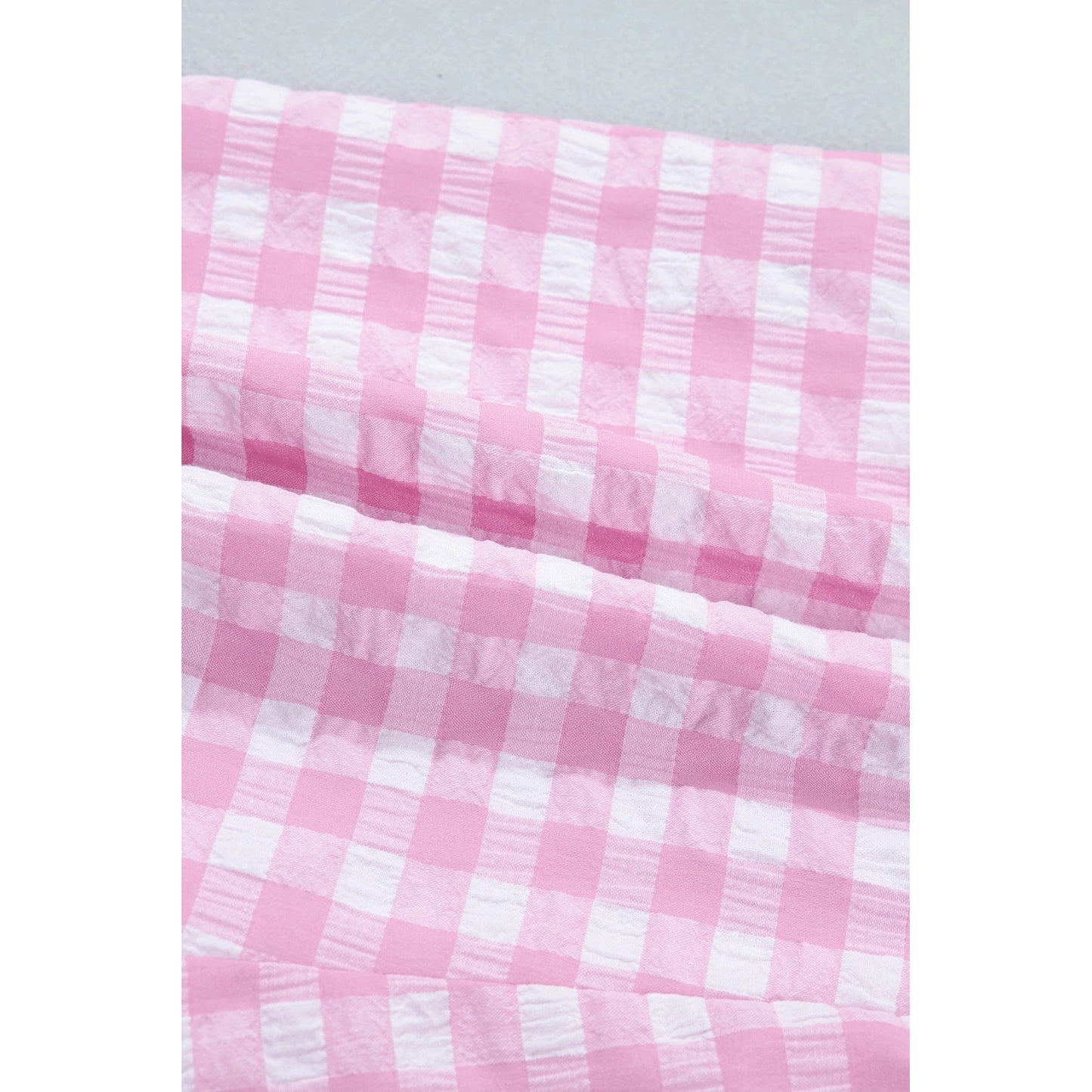 Ollie Pink Gingham Print Ruffle Striped Detail Lace Tie Shorts