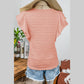 Donetta Pink Wavy Textured Ruffle Sleeve Top